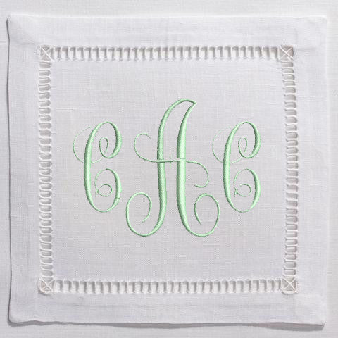 Linen Hemstitched Monogrammed Cocktail Napkins