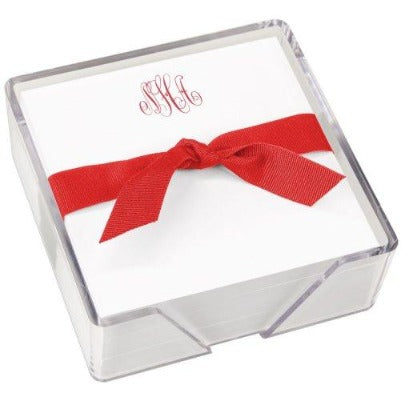 Delavan Monogram Memo Square - White with holder