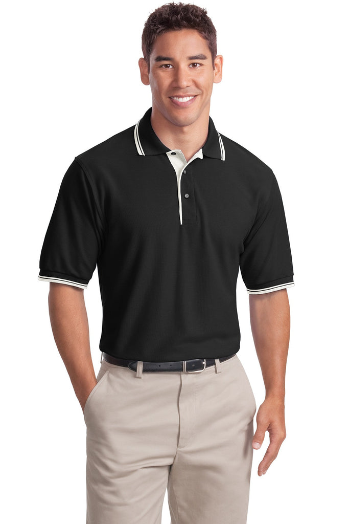 Port Authority® Silk Touch Polo with Stripe Trim.  K501"