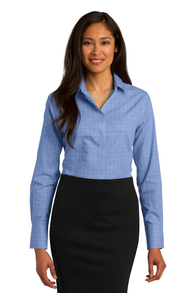 Red House® Ladies Windowpane Plaid Non-Iron Shirt. RH71