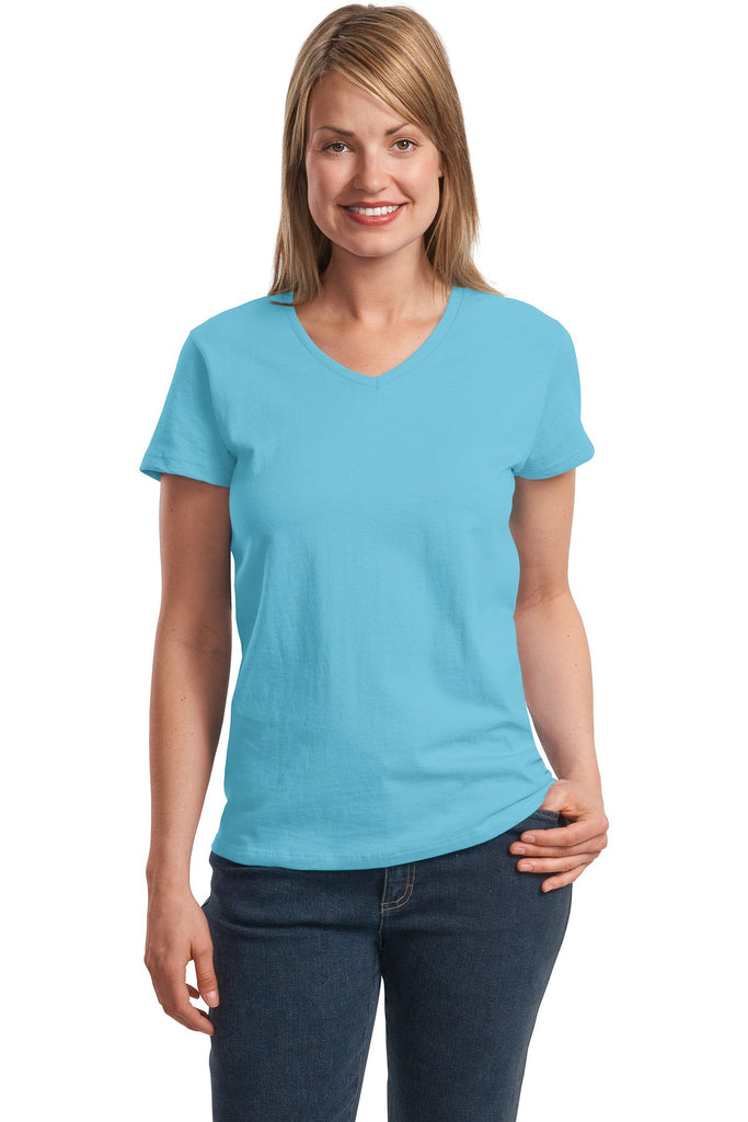 Hanes® Ladies ComfortSoft® V-Neck T-Shirt. 5780