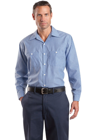 Red Kap® Long Size, Long Sleeve Striped Industrial Work Shirt. CS10LONG
