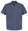 Red Kap® - Short Sleeve Striped Industrial Work Shirt.  CS20
