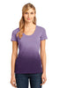 District Made® - Ladies Dip Dye Rounded Deep V-Neck Tee. DM4310