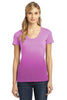 District Made® - Ladies Dip Dye Rounded Deep V-Neck Tee. DM4310