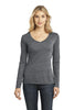 District Made® - Ladies Textured Long Sleeve V-Neck with Button Detail. DM472