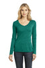 District Made® - Ladies Textured Long Sleeve V-Neck with Button Detail. DM472