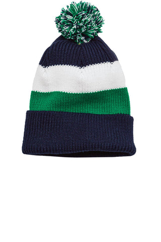 District® - Vintage Striped Beanie with Removable Pom. DT627