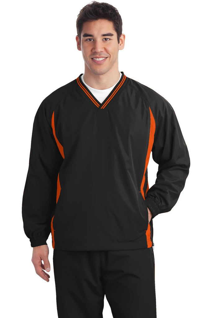 Sport-Tek® Tipped V-Neck Raglan Wind Shirt. JST62