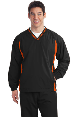 Sport-Tek® Tipped V-Neck Raglan Wind Shirt. JST62