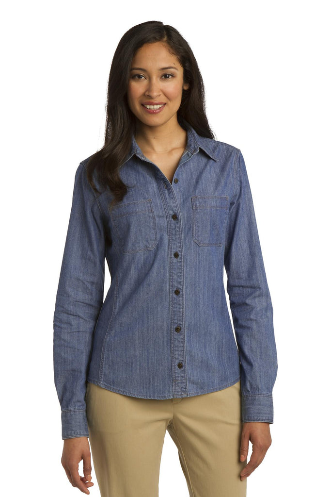 Port Authority® Ladies Patch Pockets Denim Shirt. L652