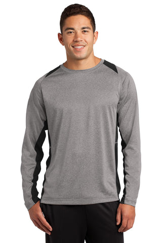 Sport-Tek® Long Sleeve Heather Colorblock Contender Tee. ST361LS"